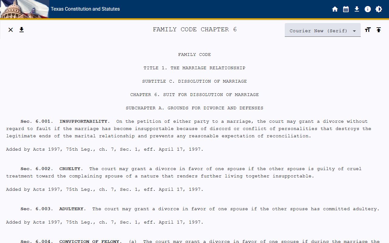 Texas divorce law tied to Hays County District Clerk records