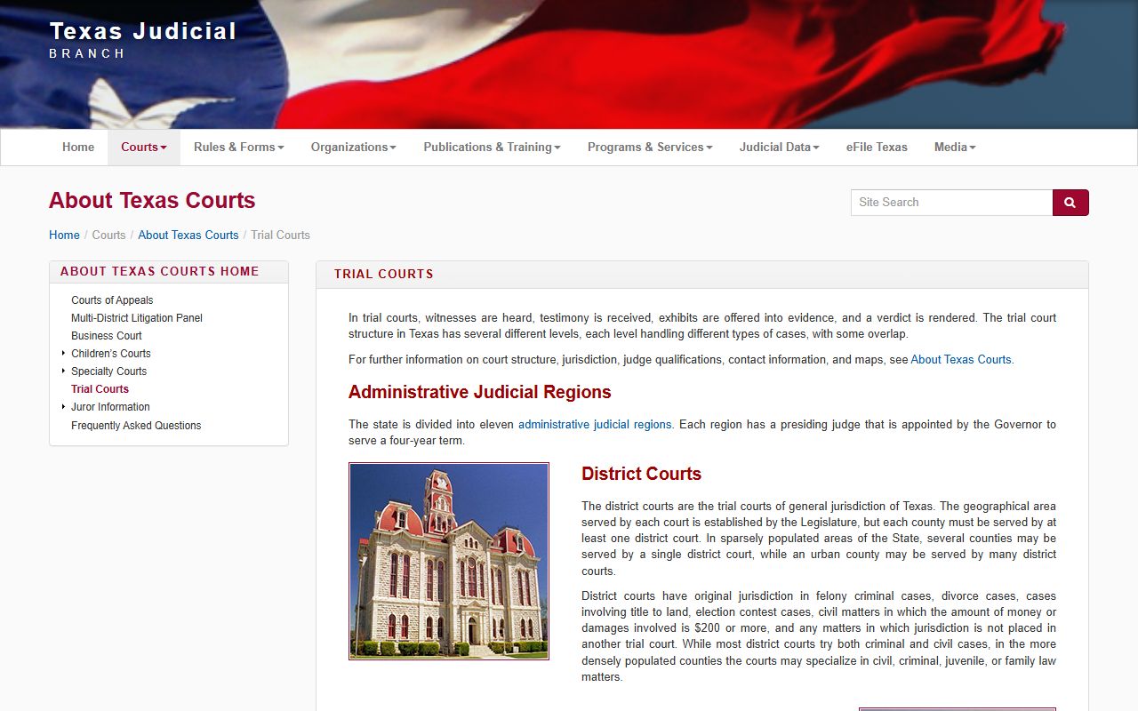 Texas trial courts overview for Hays County court records access