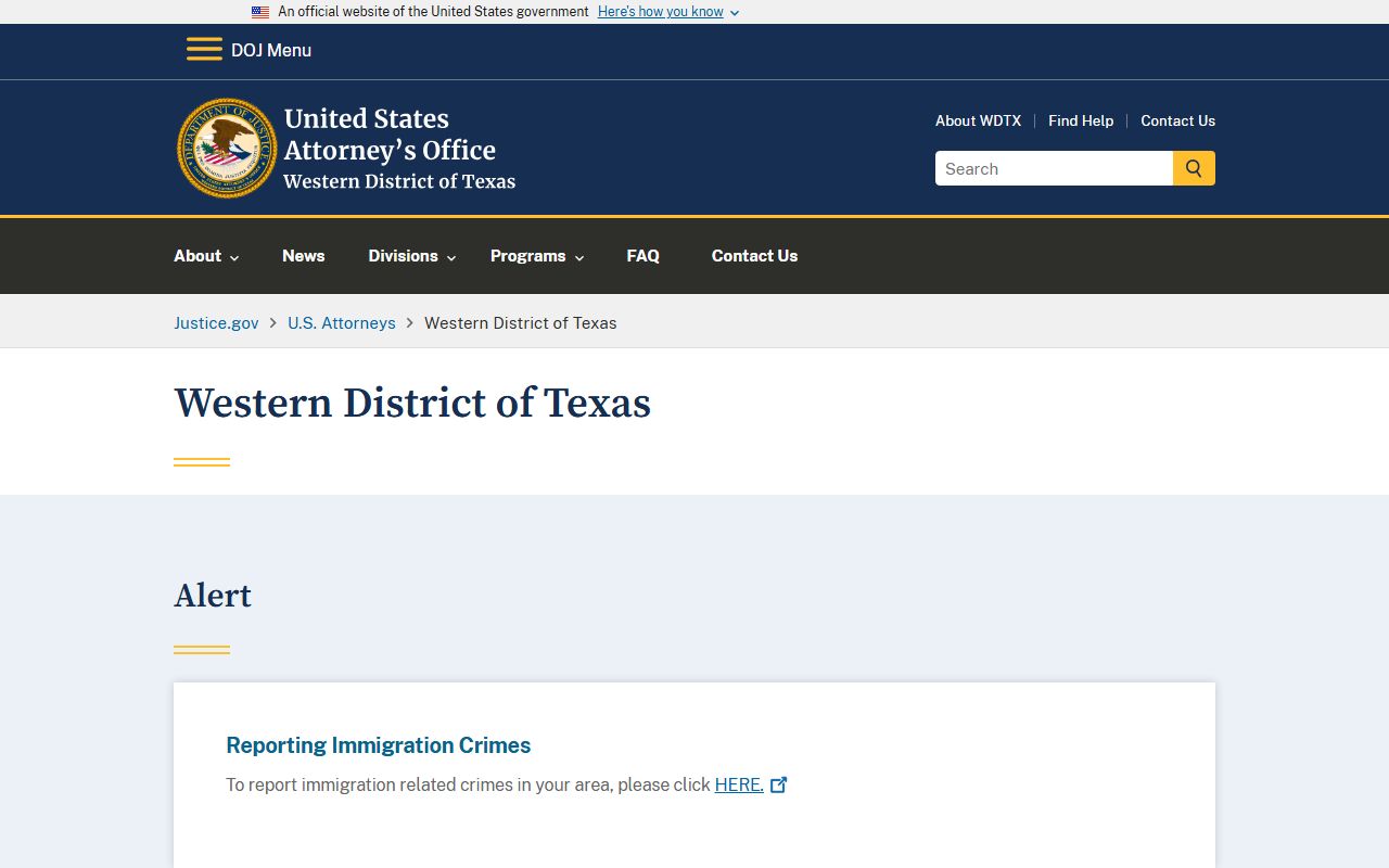 U.S. Attorney Western District of Texas for Hays County federal criminal records