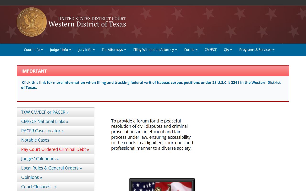 U.S. District Court Western District of Texas covering Hays County