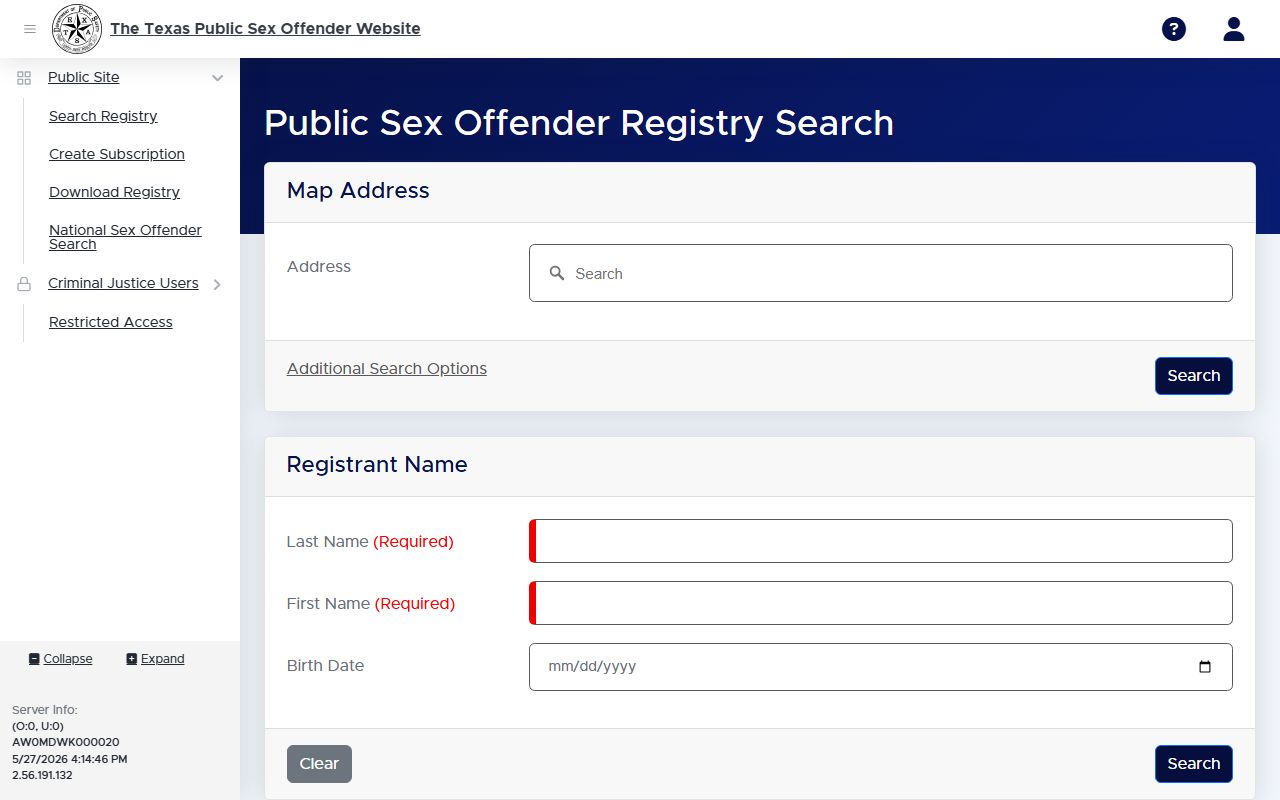 Texas DPS sex offender registry for Hays County records