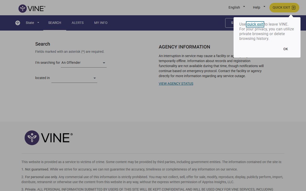 VINELink Texas custody search for Hays County inmate records