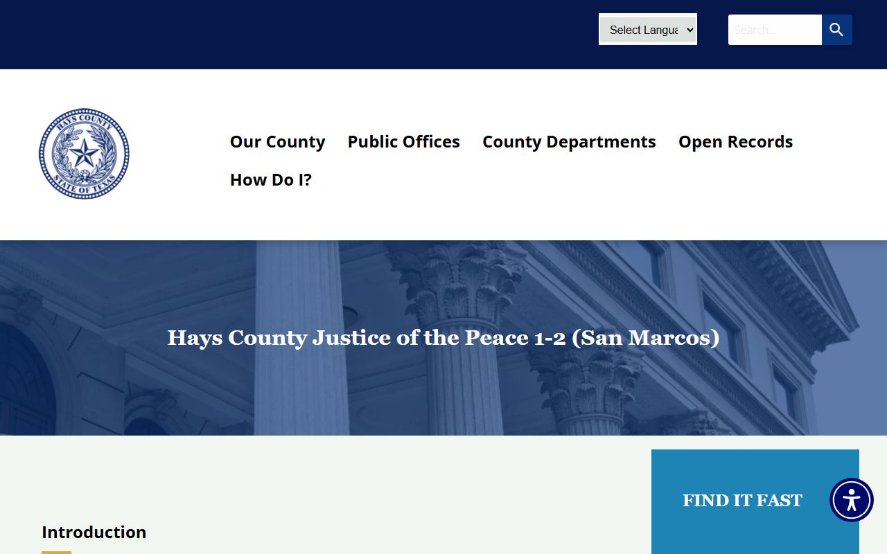 Hays County JP 1-2 San Marcos court records page