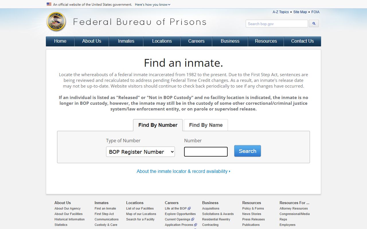 BOP inmate locator used for released Hays County federal inmates