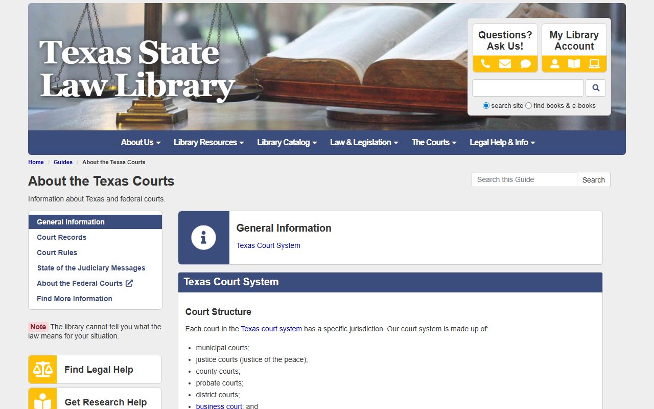 Texas State Law Library guide to courts for Hays County warrant records